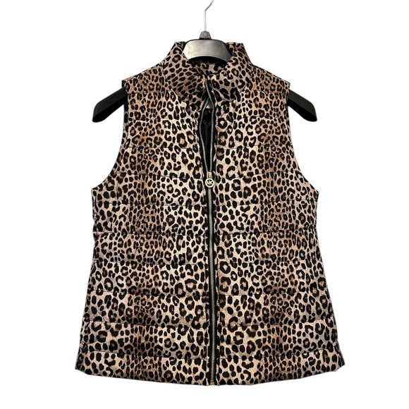 Michael Kors leopard print puffer vest SZ M - Picture 1 of 4